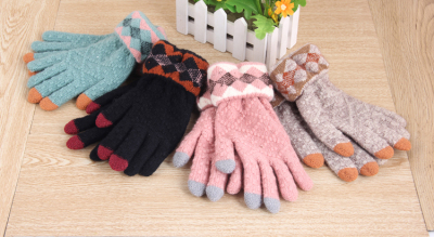 Women's Winter Touch Screen Warm Thickened Autumn and Winter Knitting Student Cute Korean Style Cold-Proof Riding Driving Gloves