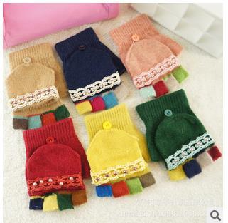 Gloves female winter touch screen saver warm and thickened qiu dong knitting students lovely Korean version of foreign 