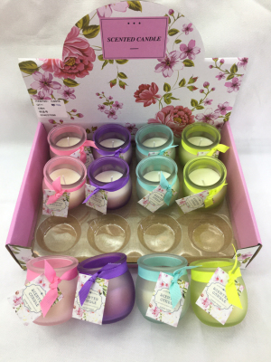 Scented glass candles\nflavored\nMixed color, clean