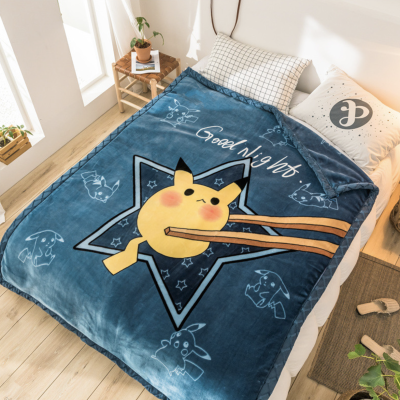 Web celebrity cartoon Pikachu raschel blanket thickened and single coral blanket