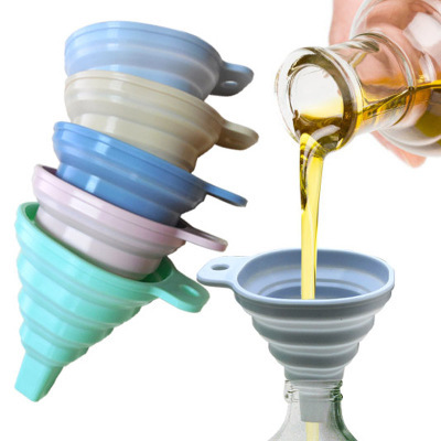 Silicone funnels can be folded into kitchen funnels
