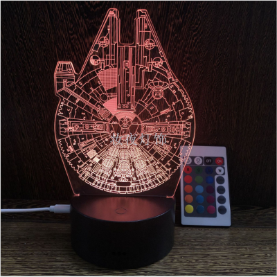 3D night light hot style Star Wars millennium falcon vision creative gift light desk lamp bedside lamp can be customized