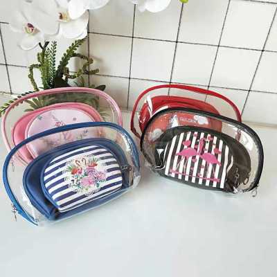 The new transparent PVC waterproof toiletry bag in three - piece storage The bag unicorn wholesale customization