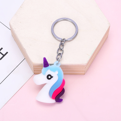 Hot-selling creative unicorn key chain PVC soft plastic pendant