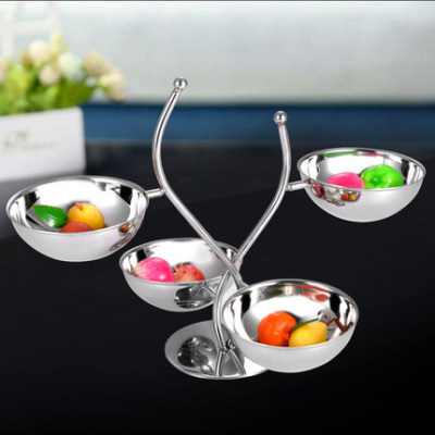 European-Style Stainless Steel Fruit Tray Creative Fashion Dim Sum Rack Bar Snack Dish Personality KTV Small Fruit Tray Nuts