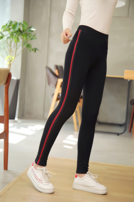 Black outside wear spring and autumn new style side silver silk slim slim, breathable, warm and versatile fashion cotton leggings
