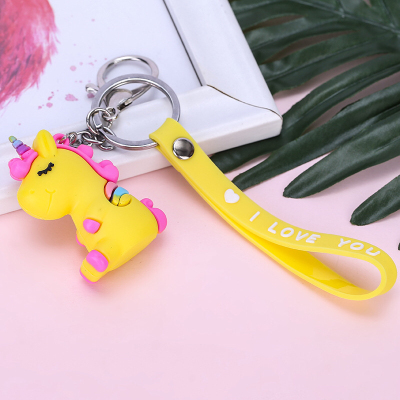 Hot-selling creative unicorn key chain PVC soft plastic pendant bag accessories car gifts