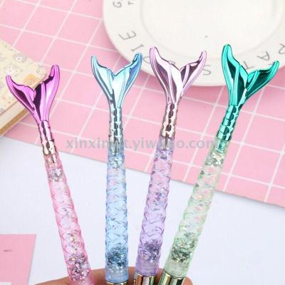 Japanese and Korean Creative New Fresh Girl Heart Student Writing Ball Pen Creative Gradient Fish Gel Pen Quicksand Pink