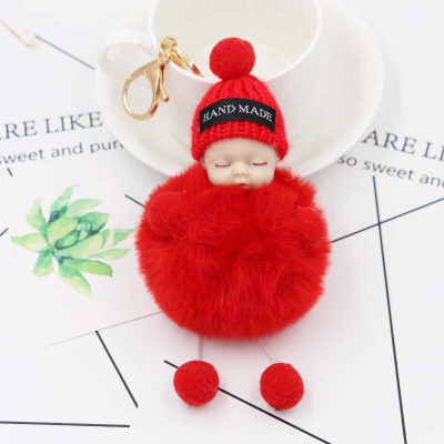 Express sleeping doll hair ball pendant may be plush doll, express it in baby key ring with hands and feet ladies pendant
