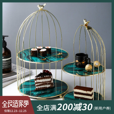 Nordic Ins Creative Dessert Table Decoration Golden Cake Stand Tempered Glass Cake Plate Dim Sum Plate Storage Tray