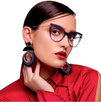 97525 Transparent Color Optical Medicated Fashion Women Frame Glasses Metal Earpiece Optical Eyewear