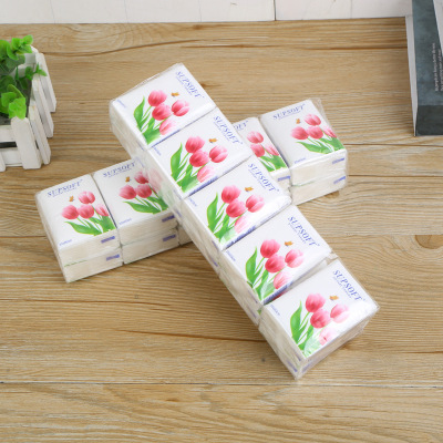 Pulp Supsoft Tissue no fluorescence soft skin - friendly mini bag 10 handkerchee paper factory wholesale