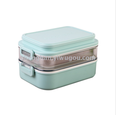 Multi-layer stainless steel lunch box double insulated lunch box students portable portable food box crisper