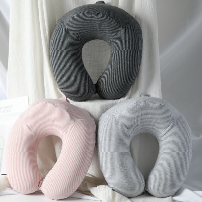 Factory Direct Sales Knitted Pinstripe Pillow Traveling Pillow Slow Rebound Memory Foam U-Shaped Pillow Nap Pillow Cushion