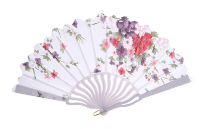 Weisheng fan factory color rod silk fan plastic dance fan elegant gift fan top ladies folding fan foreign trade fan color rod