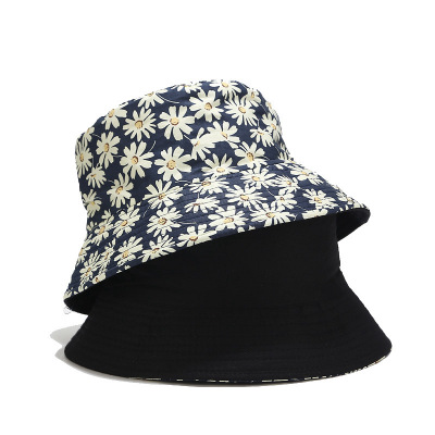 Europe and the United States new small chrysanthemum printing double-sided wear fisherman hat spring and summer day outdoor sun hat ladies leisure basin hat wholesale