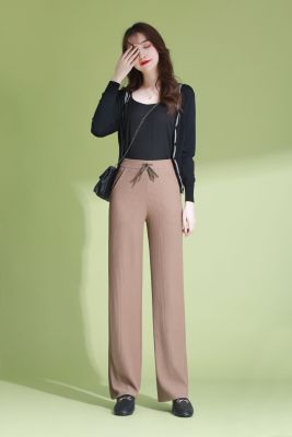 The new style of women's autumn and autumn trousers with wide legs, high waist, loose drop, straight tube, casual and ground-sweeping suit
