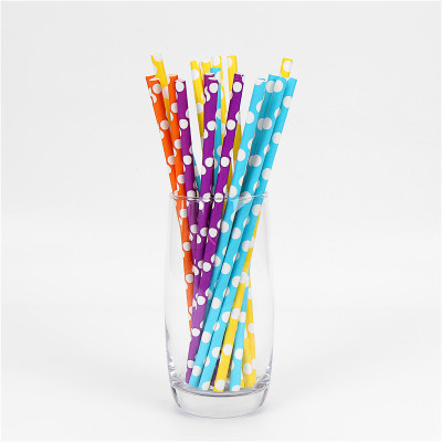 New direct selling color Bottom white Wave point paper straw Creative Environmental protection Wave point straw can be customized