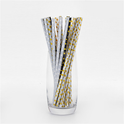 A variety of models can be customized for wholesale of striped paper straw with degradable bronzing and environment - friendly paper straw