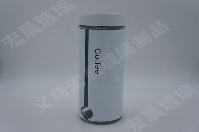 Manufacturer direct printing stainless steel cover glass storage tank kitchen tea room glass storage tank