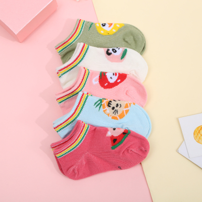 Nifty fruit design decoration colorful color matching baby boy and girl light socks manufacturers direct