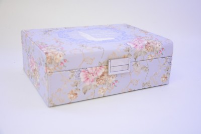 Factory Direct Sales Flower Language Two-Layer Jewelry Storage Box Multi-Function Lock Flannel Jewelry Boxes