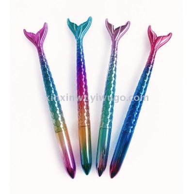 Japanese and Korean Lovely Fancy Colorful Laser Electroplating Mermaid Oil Gel Pen Quicksand Pink Signature Pen Creative Pen