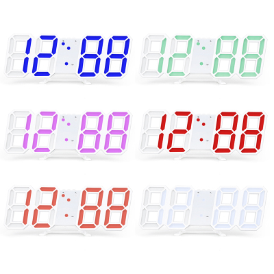 3D digital clock alarm clock LED large screen display creative wall clock desk clock electronic temperature cross-border