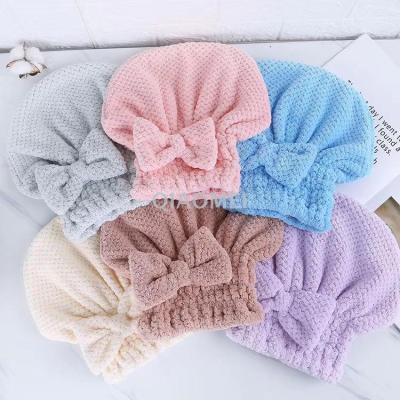 Dry hair cap absorbent quick dry bath cap towel wipe hair adult cute hair turban long hair coralline hair thickened