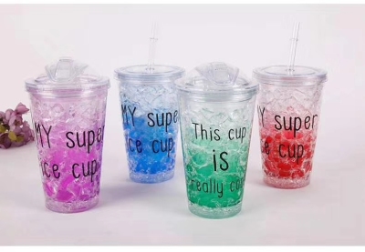 Creative Fashion Flat Lid Cartoon Straw Cup Summer Ice Glass Crushed Ice Cup Factory Wholesale Customization // M