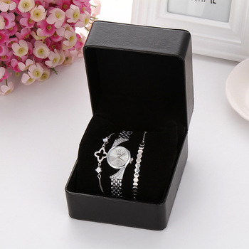 New 2020 Three-piece Rhinestone Embellished Silver Bracelet Couple Valentine Watch Gift Sets For Women