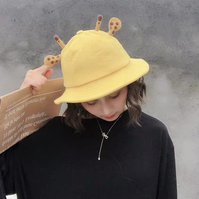 Qiu Shuo giraffe Ears design of a parent-child Cartoon Fisherman Yellow Sun Hat Summer Children Basin Hat