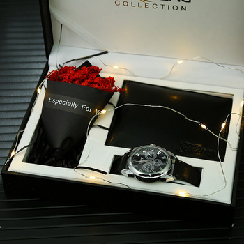 Christmas new year present men's quartz watch wallet business men's gift set
