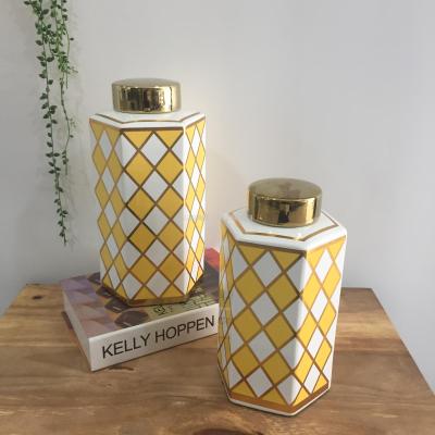 Manufacturer sells 2-piece ceramic vases set pieces home decoration candy jar storage jar chocolate jar