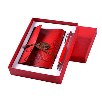 2020 Simple Promotional Custom Leather Notebook And Pen Office Stationery Gift Set In Box