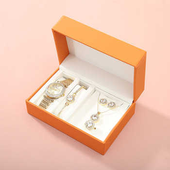 Women's quartz watch set luxury five-piece bracelet necklace ring earrings birthday gift fashion valentine's day gift with box