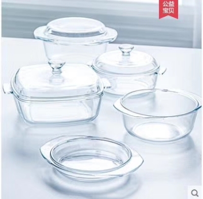 Fenix Tempered Glass Pot Crystal Pot with Lid Rice Bowl Plate Heat-Resistant Microwave Oven Oven Special Use