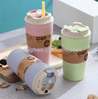Plastic water cup soup cup breakfast cup portable bamboo fiber handy cup heat preservation can microwave sealed soup can