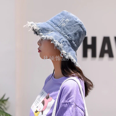 Cowboy fisherman hat girl Korea fur edge joker sun basin hat girl summer Korean version of the tide art small fresh (7
