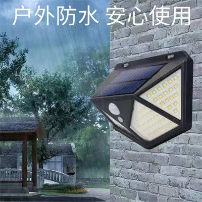 Solar Charging 114 Lamp 100led Solar Wall Lamp Four-Side Lamp Human Body Induction Garden Lamp Waterproof Cross-Border