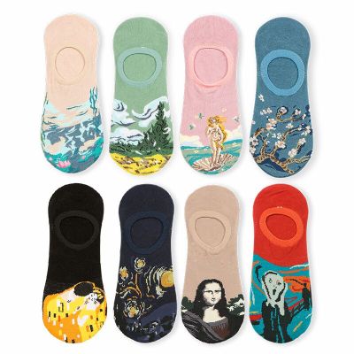 New invisible creative women and men's socks wholesale oil painting socks 
