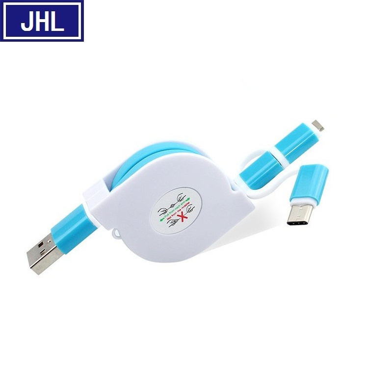 三合一伸缩数据线 多功能一拖三手机充电线 适用苹果安卓type-c