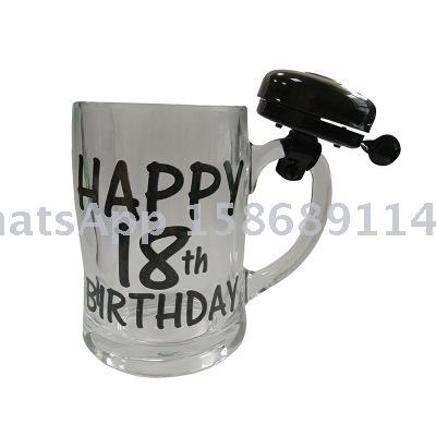 Slingifts Creative bell beer mug glass with bell bar with handle glass birthday gift