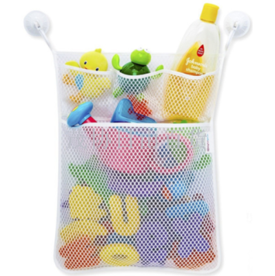 Children's bathroom toys receive hanging bags