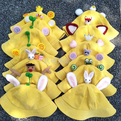 Baby fisherman hat for autumn winter children hat for warmth lamp velvet cartoon animal cute baby basin hat (23)