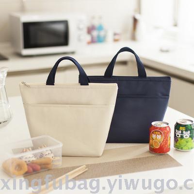 New heavy-duty portable waterproof bento bag insulated bag Oxford cloth tote bag picnic bag lunch bag solid color
