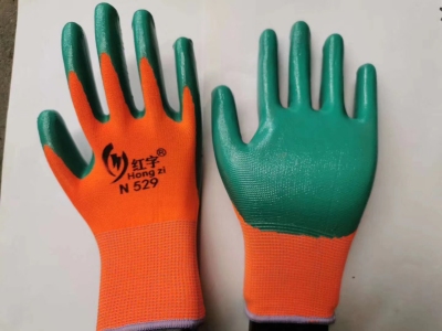 13-Pin Glue Dipping Nylon Dingqing Labor Gloves Super Wear-Resistant