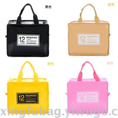 Mirror leather thermal insulation bag portable bento bag lunch bag ice bag picnic bag bag waterproof, cold insulation