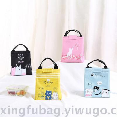 New bento bag cartoon cat pocket bag lunch bag lunch box bag picnic bag ice bag waterproof insulation bag