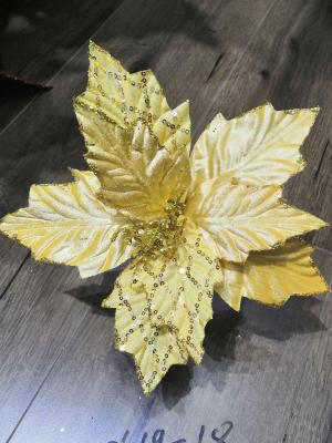 Christmas flower Christmas accessories gold pink flower Poinsettia Christmas tree accessories